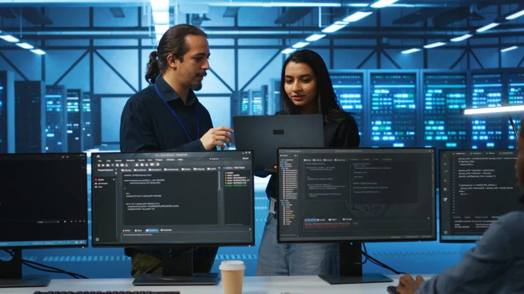Website Developers Adelaide 16 programmer supervisor server room doing brainstorming 1 1024x576 1